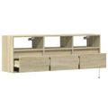 vidaXL TV nástenná skrinka s LED svetlami dub sonoma 130x31x45 cm