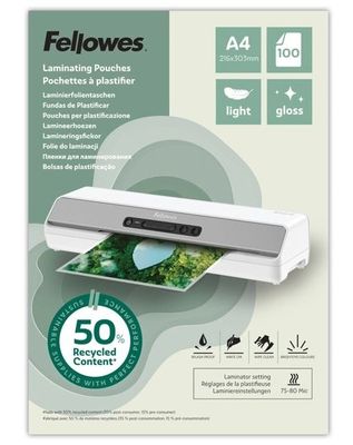 Laminovacie fólie Fellowes A3 80 mic z recyklovaného materiálu (50%), matné