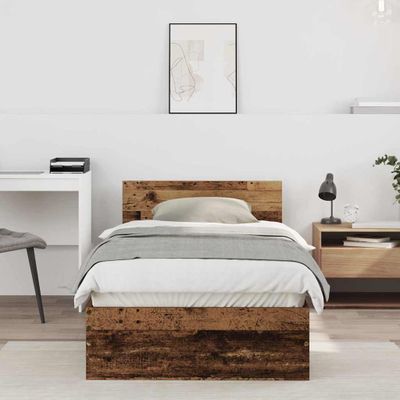 vidaXL Rám postele s čelom Staré drevo 75 x 190 cm Kompozitné drevo