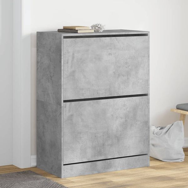 vidaXL Botník s 2 výklopnými zásuvkami betónový sivý 80x42x108 cm