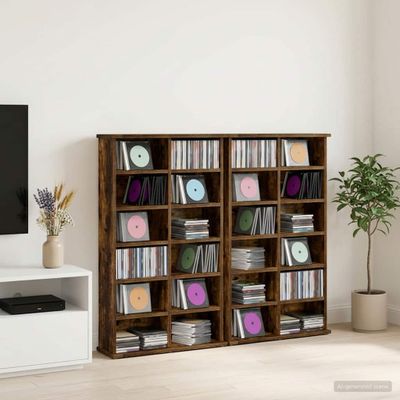 vidaXL CD Skrinka 2 ks Dymový dub 60 x 17 x 92 cm Kompozitné drevo