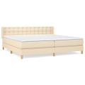 vidaXL Posteľný rám boxspring s matracom krémový 180x200 cm látka