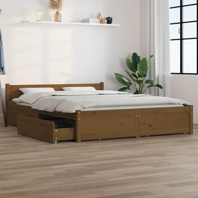 vidaXL Posteľný rám so zásuvkami medovo-hnedý 140x190 cm
