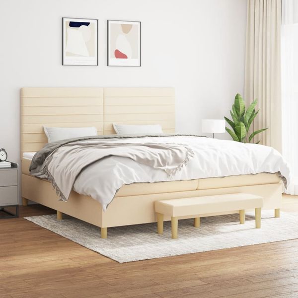 vidaXL Boxspring posteľ s matracom krémová 200x200 cm látka