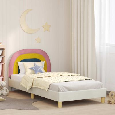 vidaXL Detský rám na posteľ s čelom Krémová 80 x 200 cm Zamat