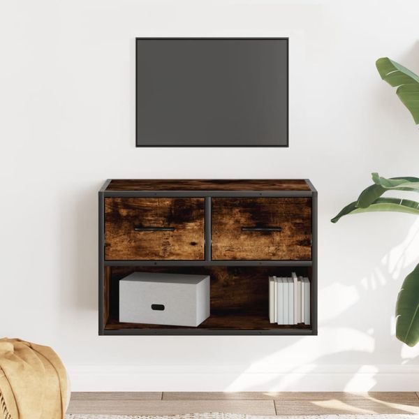 vidaXL TV skrinka dymový dub 60x31x39,5 cm drevo a kov
