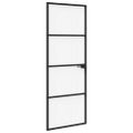 vidaXL Domové dvere 76 x 201,5 x 3,5 cm Hliník a tvrdené sklo