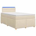 vidaXL Posteľ boxspring s matracom Krémová 120 x 200 cm Látka
