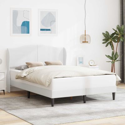 vidaXL Rám postele s čelnou doskou Biela 160 x 200 cm Umelá koža