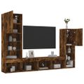 vidaXL 4-dielne TV nástenné skrinky s LED dymový dub kompozitné drevo