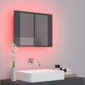vidaXL LED kúpeľňová zrkadlová skrinka lesklá sivá 60x12x45 cm akryl