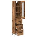 vidaXL Highboard Staré drevo 34,5 x 34 x 180 cm Kompozitné drevo