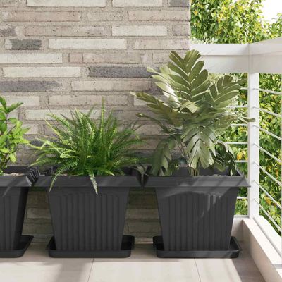 vidaXL Štvorcový kvetinový podnos 24 pcs Čierna 36 x 36 x 2.5 cm Plast