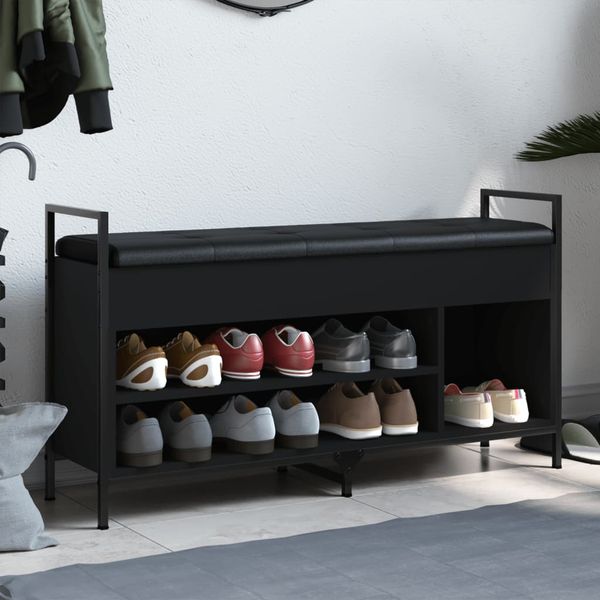 vidaXL Lavička na topánky čierna 105,5x32x57,5 cm kompozitné drevo