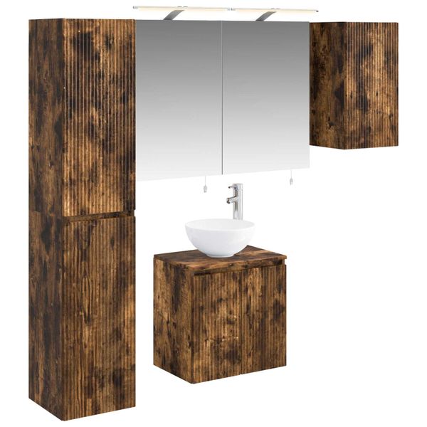 vidaXL Set kabinetov do kúpeľne 5 pcs Dymový dub 50 x 14,5 x 70 cm