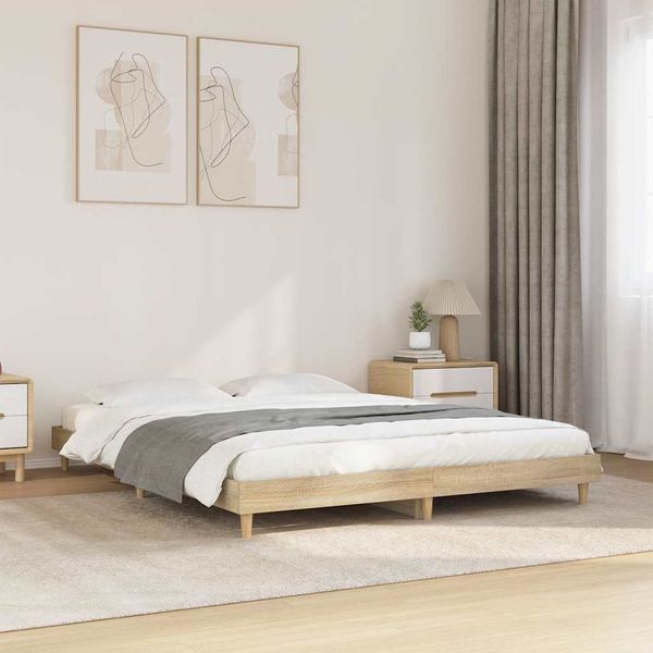 vidaXL Posteľný rám bez matraca dub sonoma 140x190 cm kompozitné drevo