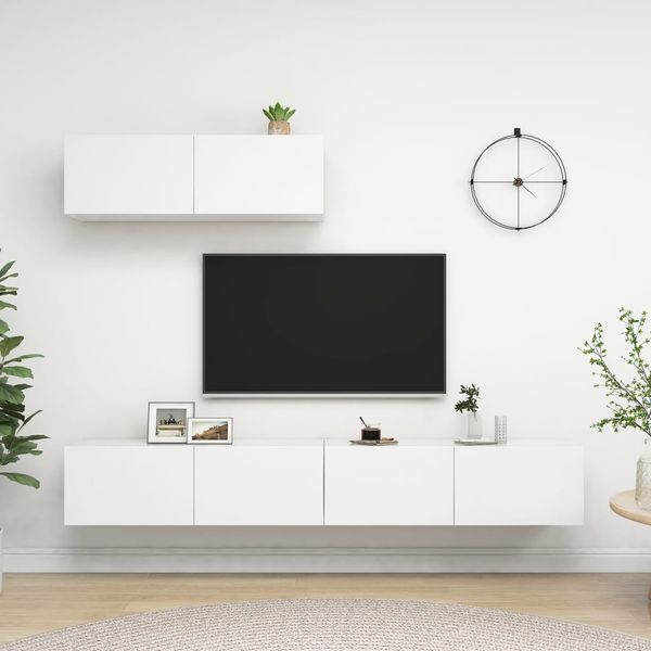 vidaXL TV skrinky 3 ks, biele, kompozitné drevo