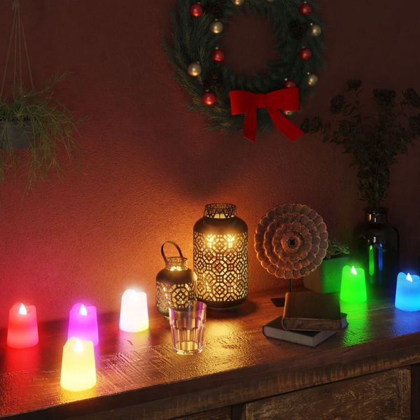 vidaXL Elektrické čajové sviečky bez plameňa LED 12 ks farebné