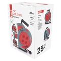 Predlžovací kábel EMOS P19425P na bubne 25 m / 4 zásuvky / červený / PVC / 230 V / 1,5 mm2