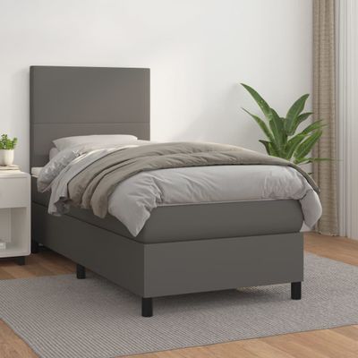 vidaXL Boxspring posteľ s matracom sivá 90x190 cm umelá koža