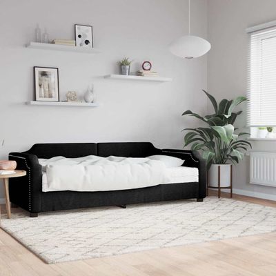 vidaXL Denná posteľ s matracom čierna 80x200 cm látka