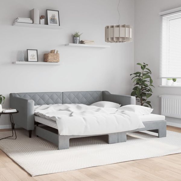 vidaXL Denná posteľ s rozkladacou posteľou bledosivá 100x190 cm látka