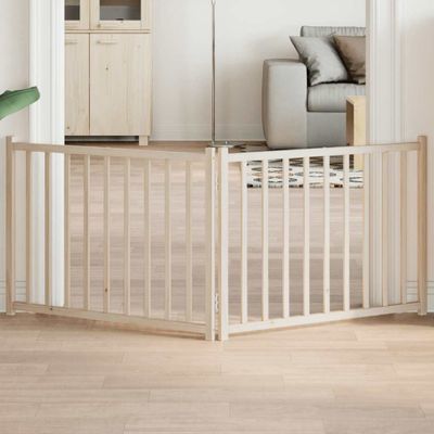 vidaXL Brána pre psa skladacia 2 panely 160 cm masívne jedľové drevo