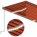 vidaXL Automatická markíza tienidlo&LED&senzor vetra oranžovo-hnedá