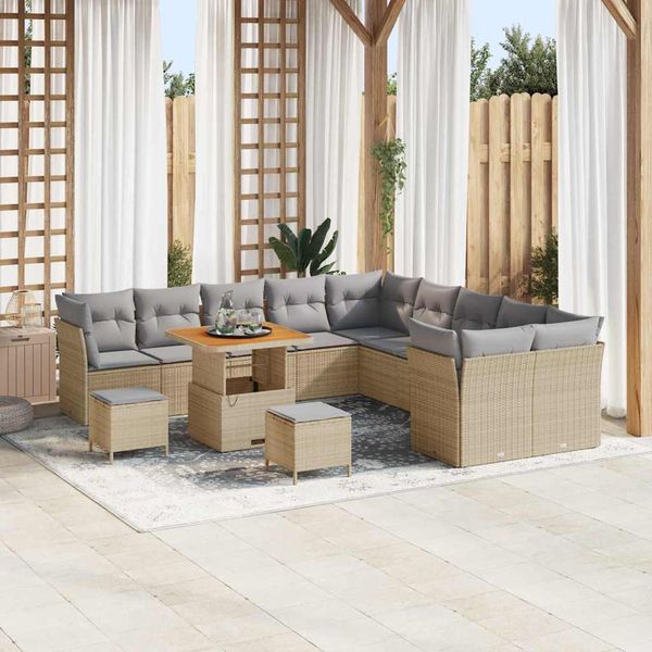 vidaXL Súprava záhradných pohoviek 13 pcs Béžová polyratan