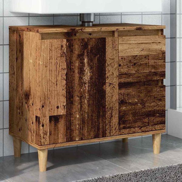 vidaXL Skrinka na umývadlo staré drevo 65x33x60 cm kompozitné drevo