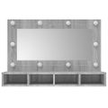 vidaXL Zrkadlová skrinka s LED sivý dub sonoma 90x31,5x62 cm