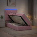 vidaXL LED úložná posteľ s matracom Ružová 90 x 200 cm Zamat