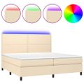 vidaXL Posteľ boxsping s matracom a LED krémová 200x200 cm látka