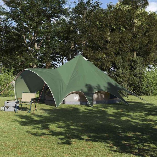 vidaXL Teepee stan pre 5 osôb Zelená a šedá 415 x 415 x 247 cm