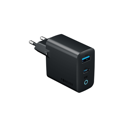 Nabíjačka Forever Vibe-TC45AC GaN PD QC 1x USB-C 1x USB 45W tmavosivá