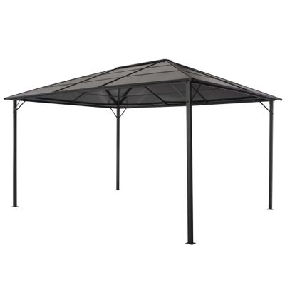 vidaXL Altánok so strechou, hliník 4x3x2,6 m, čierny