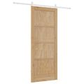 vidaXL Posuvné dvere 83 x 202 cm Borovicový masív Prírodná a biela