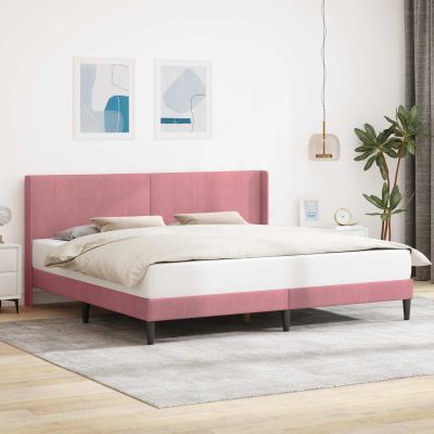vidaXL Rám postele s čelnou doskou Ružová 180 x 200 cm Zamat