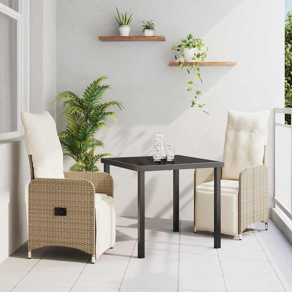 vidaXL Záhradný jedálenský set 3 pcs Béžová polyratan