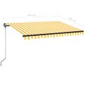 vidaXL Ručne zaťahovacia markíza s LED 350x250 cm žltá a biela