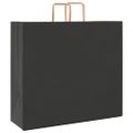 vidaXL Papierové tašky 250 ks s rúčkami, čierna, 54x15x49 cm