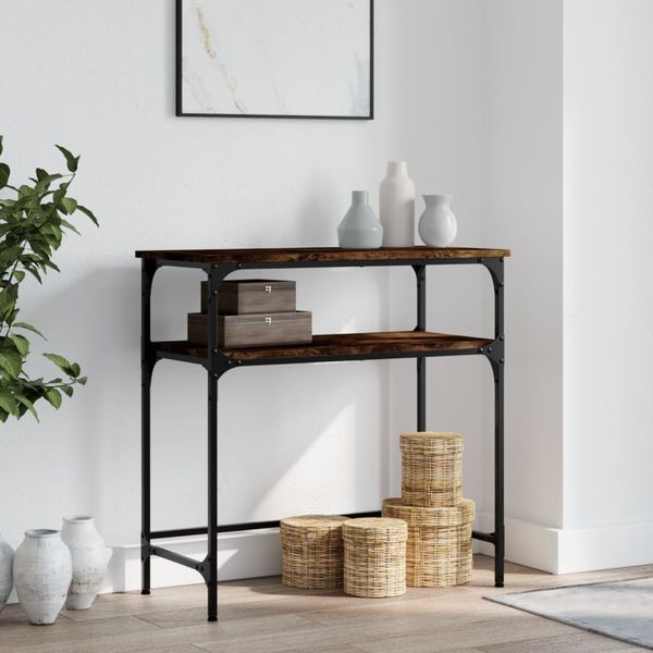 vidaXL Konzolový stolík dymový dub 75x35,5x75 cm kompozitné drevo