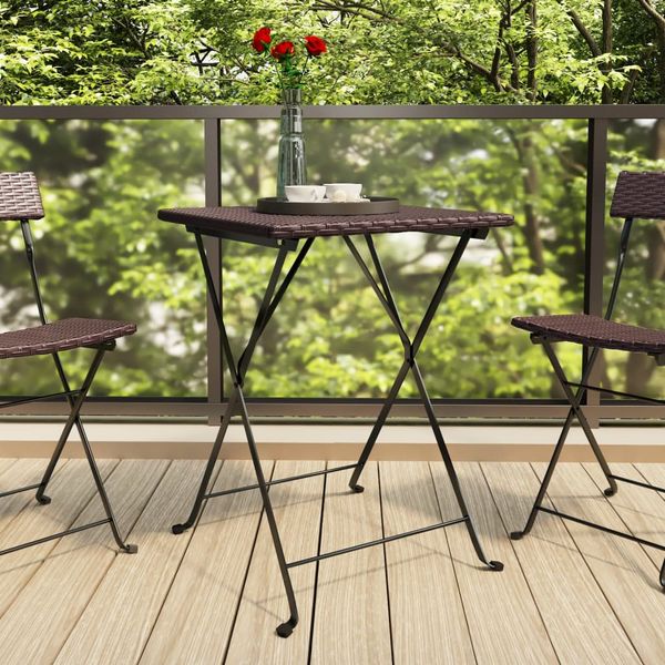 vidaXL Skladací bistro stôl hnedý 55x54x71 cm polyratan