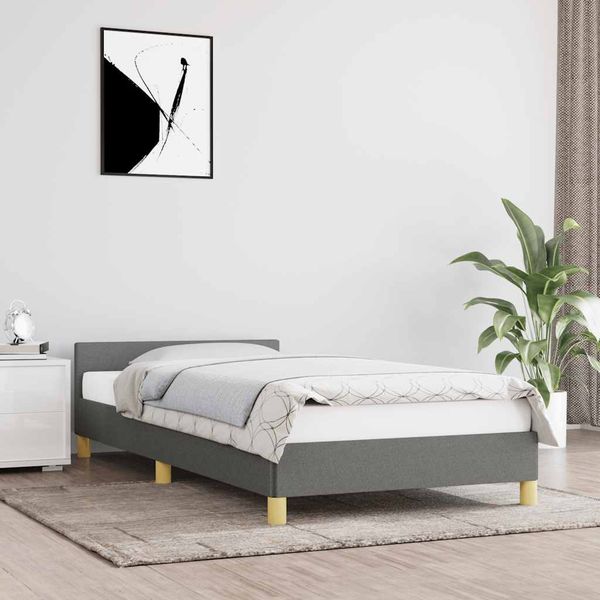 vidaXL Posteľ bez matraca tmavosivá 90x190 cm látka