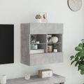 vidaXL TV nástenná skrinka s LED svetlami betónovo sivá 58,5x30x60,5cm
