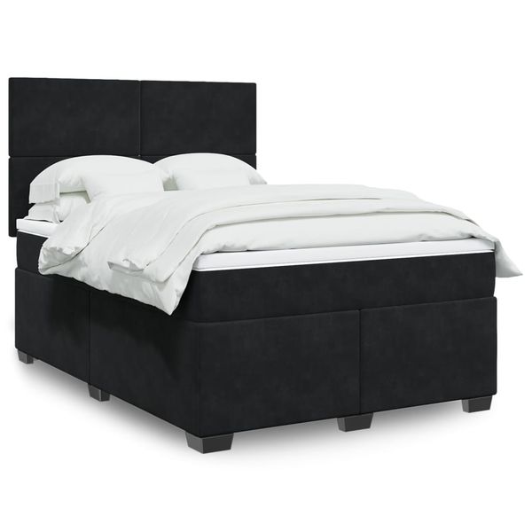 vidaXL Posteľný rám boxspring s matracom čierny 160x200 cm zamat