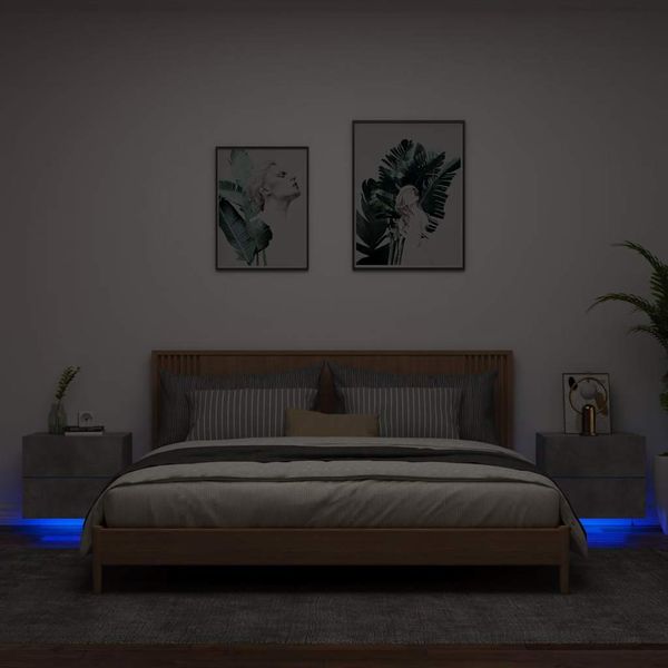 vidaXL Nástenné nočné skrinky s LED osvetlením 2 ks betónovo sivé