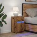 vidaXL LED nočný stolík Staré drevo 38 x 34 x 61 cm Kompozitné drevo