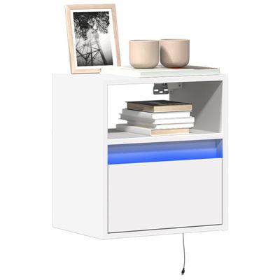 vidaXL TV nástenná skrinka s LED svetlami biela 41x31x45 cm