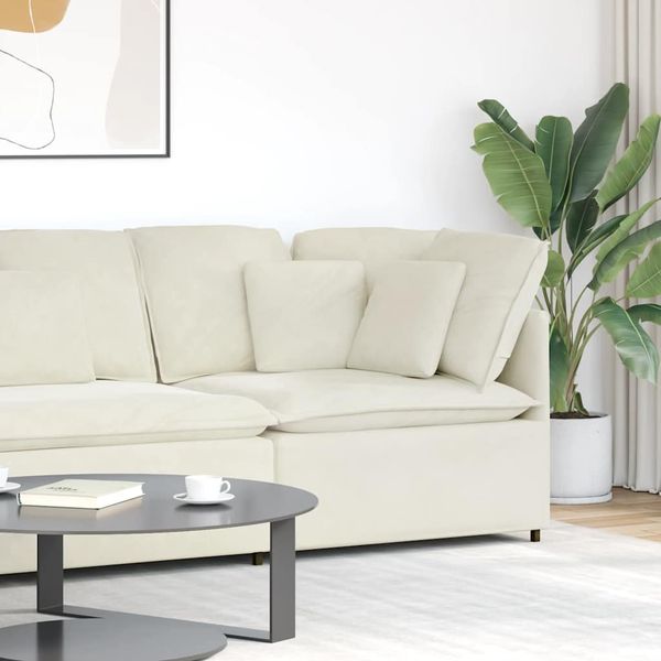 vidaXL Modulárna rohová pohovka s vankúšmi, krémová 100 cm
